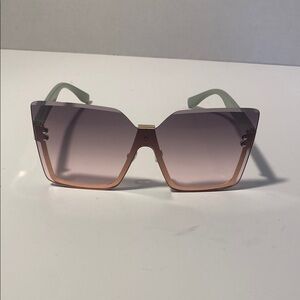 Pink and Green Oversized Sunglasses with Gradient Lenses
